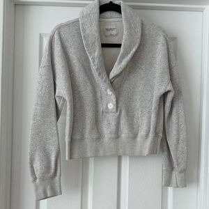 Abercrombie & Fitch Heather Gray Shawl Collar Pullover